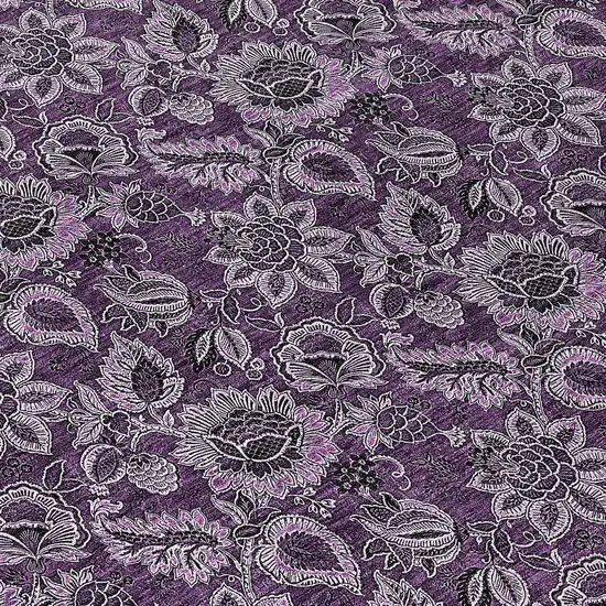 8' Eggplant Purple And Lilac Round Floral Washable Indoor Outdoor Area Rug Photo 8