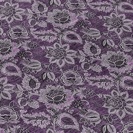 8' Eggplant Purple And Lilac Round Floral Washable Indoor Outdoor Area Rug Photo 8
