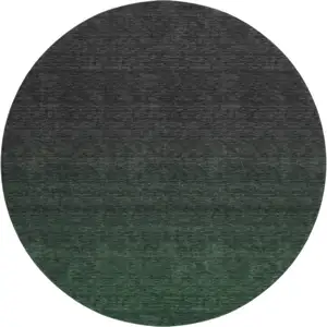 Photo of 8' Emerald And Charcoal Ombre Washable Round Rug With UV Protection
