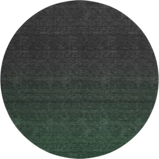 8' Emerald And Charcoal Ombre Washable Round Rug With UV Protection Photo 1