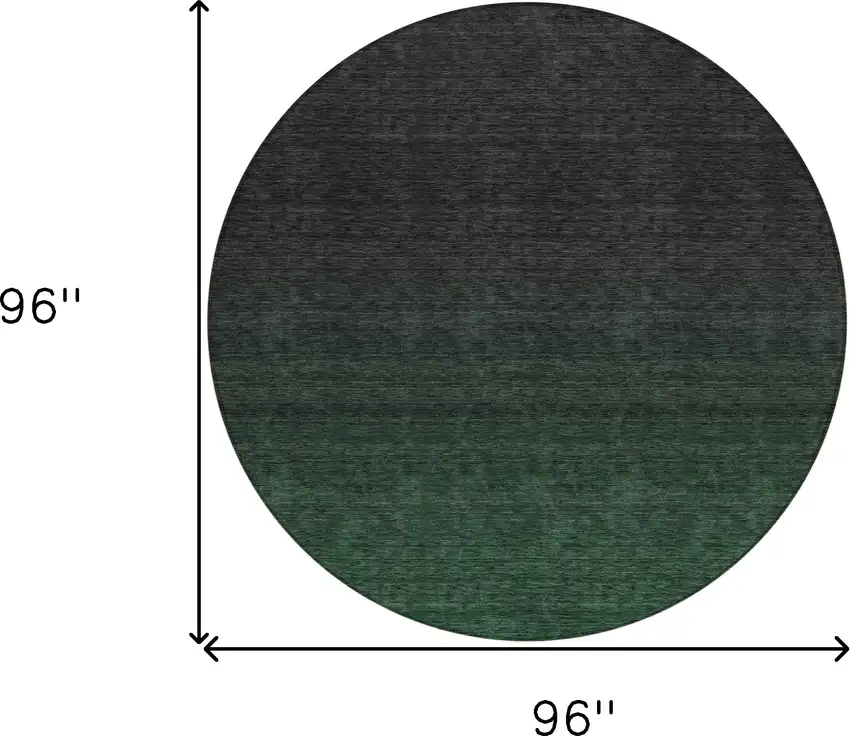 8' Emerald And Charcoal Round Abstract Washable Indoor Outdoor Area Rug Photo 3