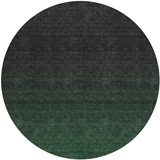8' Emerald And Charcoal Round Abstract Washable Indoor Outdoor Area Rug Photo 2