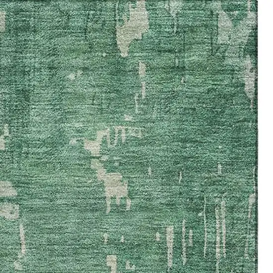 8' Emerald And Denim Blue Abstract Washable Area Rug With UV Protection Photo 3