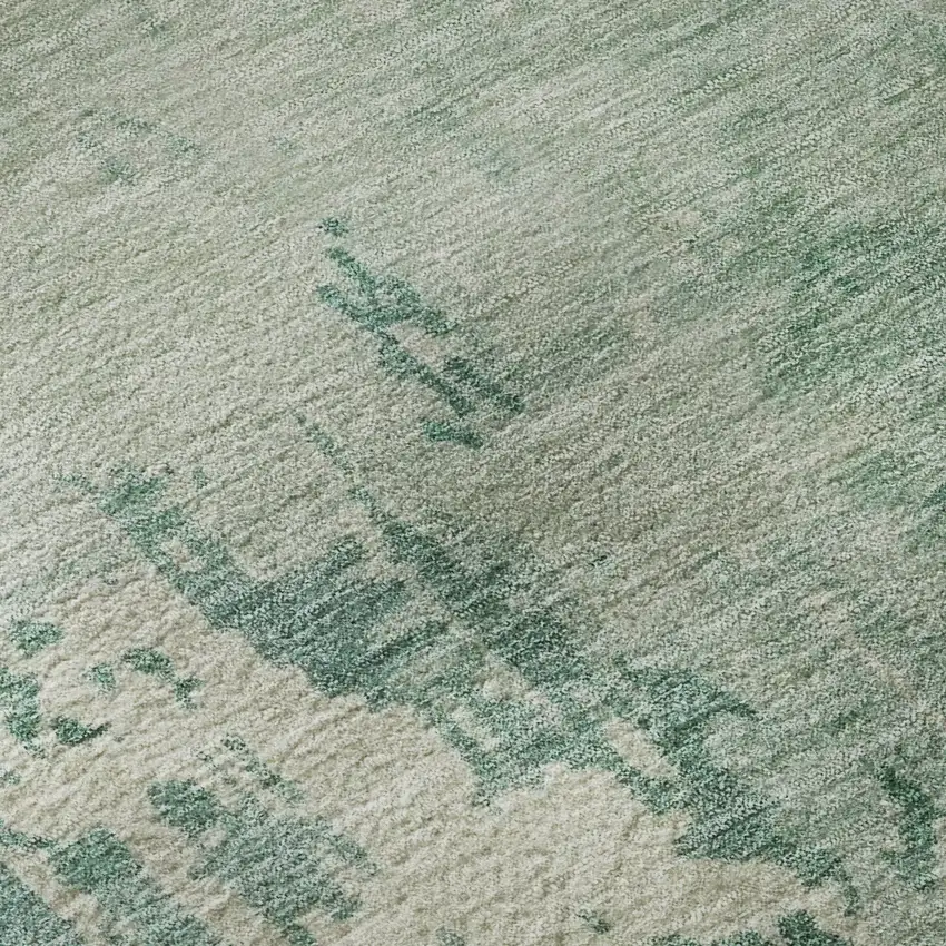 8' Emerald And Denim Blue Abstract Washable Area Rug With UV Protection Photo 9