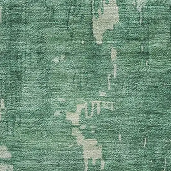 8' Emerald And Denim Blue Abstract Washable Area Rug With UV Protection Photo 2