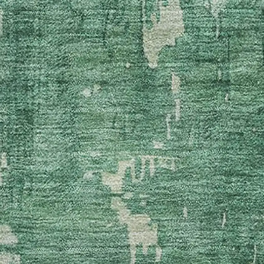 8' Emerald And Denim Blue Abstract Washable Area Rug With UV Protection Photo 2