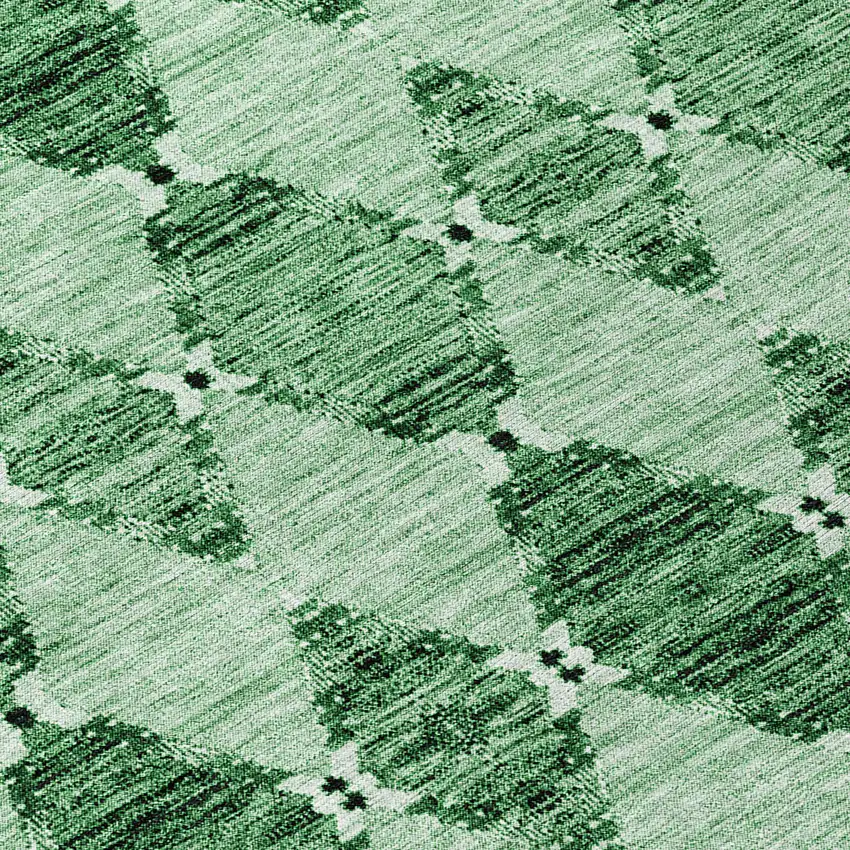 8' Emerald And Green Round Moroccan Washable Indoor Outdoor Area Rug Photo 4