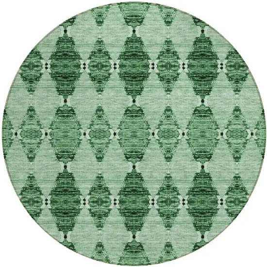8' Emerald And Green Round Moroccan Washable Indoor Outdoor Area Rug Photo 2