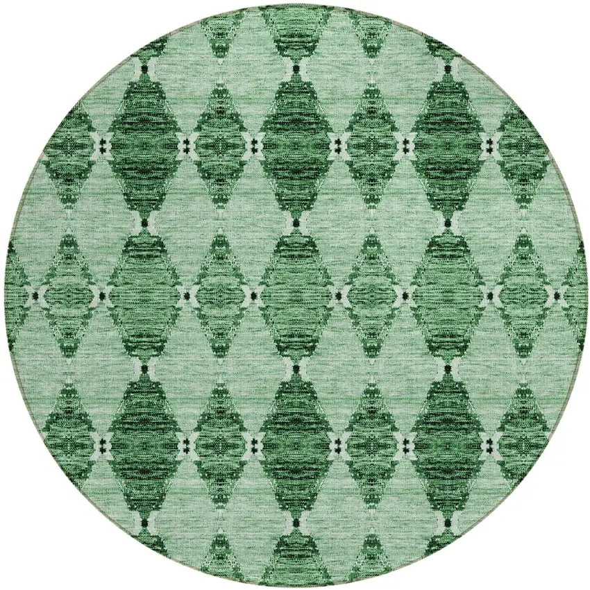 8' Emerald And Green Round Moroccan Washable Indoor Outdoor Area Rug Photo 2