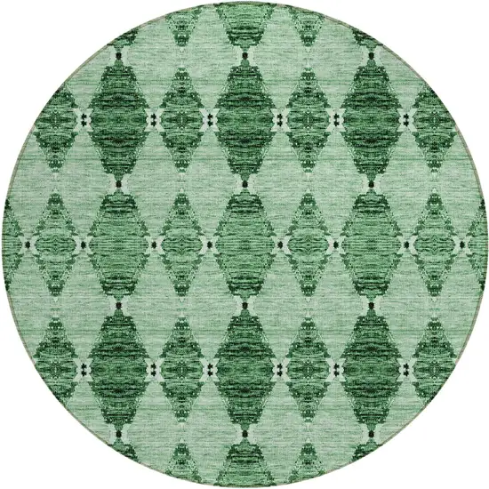 8' Emerald And Green Round Moroccan Washable Indoor Outdoor Area Rug Photo 2
