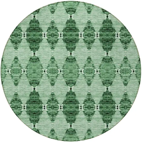 8' Emerald And Green Round Moroccan Washable Indoor Outdoor Area Rug Photo 5