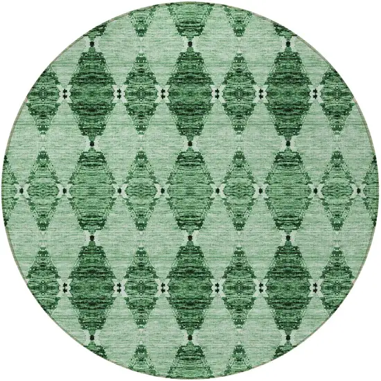 8' Emerald And Green Round Moroccan Washable Indoor Outdoor Area Rug Photo 5