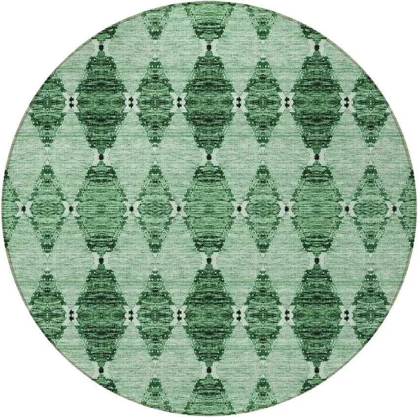 8' Emerald And Green Round Moroccan Washable Indoor Outdoor Area Rug Photo 5