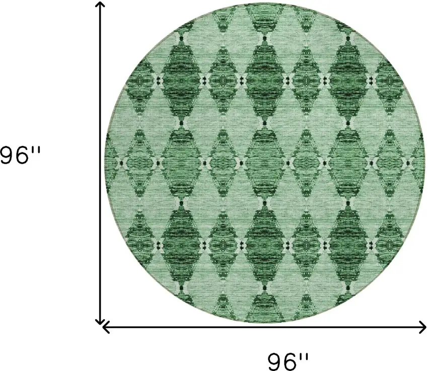 8' Emerald And Green Round Moroccan Washable Indoor Outdoor Area Rug Photo 3