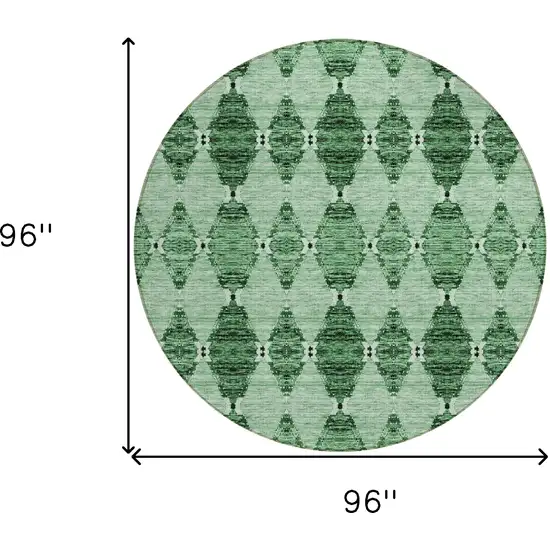 8' Emerald And Green Round Moroccan Washable Indoor Outdoor Area Rug Photo 3