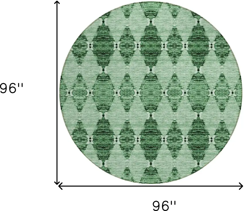 8' Emerald And Green Round Moroccan Washable Indoor Outdoor Area Rug Photo 3