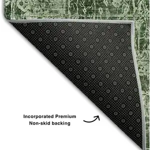 Photo of 8' Emerald And Ivory Abstract Washable Round Rug With UV Protection