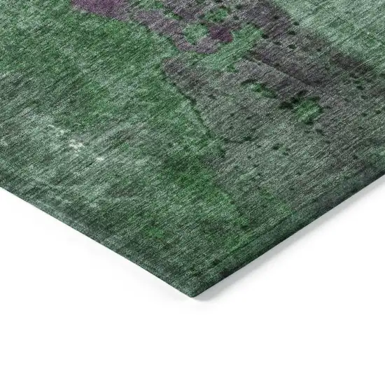 8' Emerald And Purple Round Abstract Washable Indoor Outdoor Area Rug Photo 7