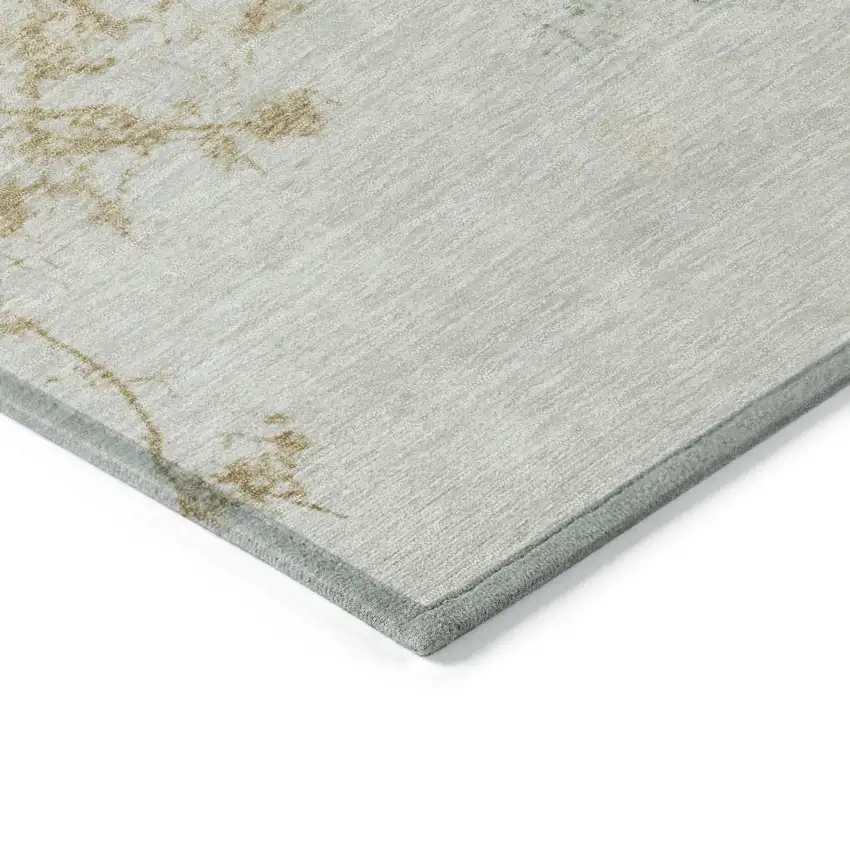 8' Emerald Ivory And Gold Round Floral Washable Indoor Outdoor Area Rug Photo 8