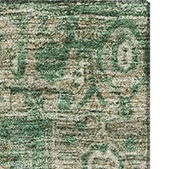 8' Emerald Ivory And Taupe Oriental Washable Area Rug With UV Protection Photo 3