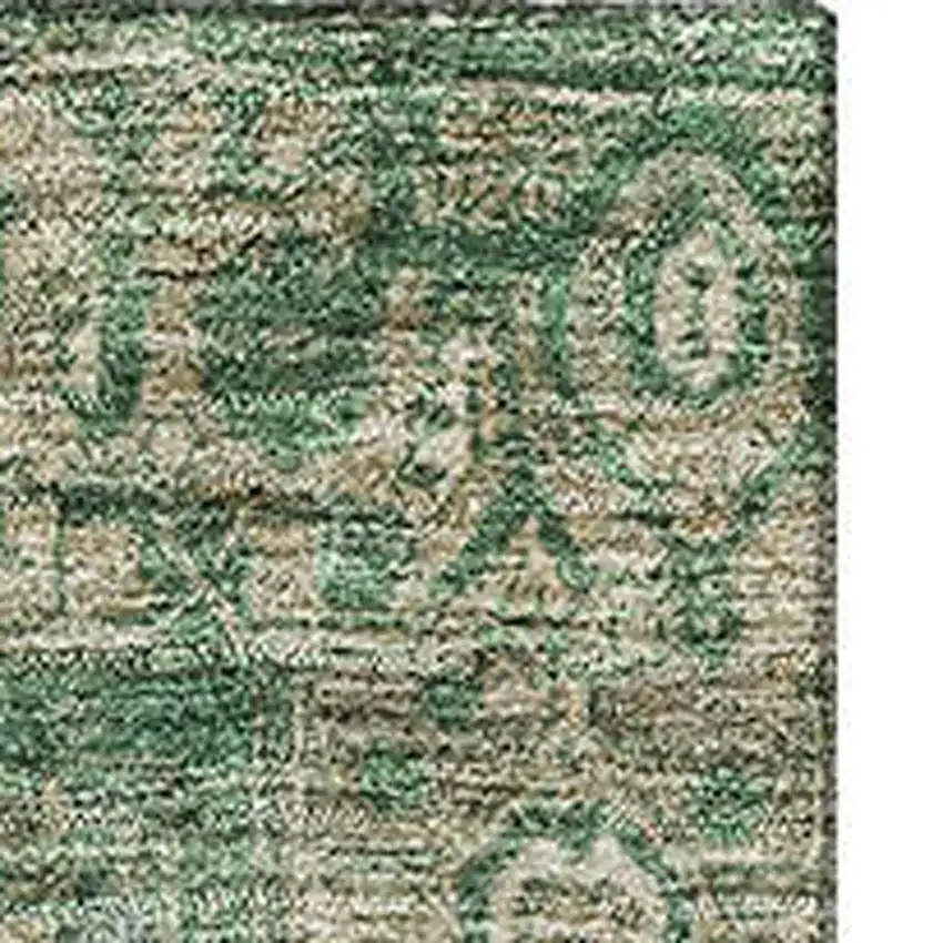 8' Emerald Ivory And Taupe Oriental Washable Area Rug With UV Protection Photo 3