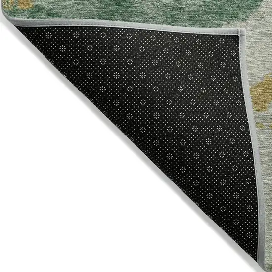 8' Emerald Sage And Ivory Round Abstract Washable Indoor Outdoor Area Rug Photo 8