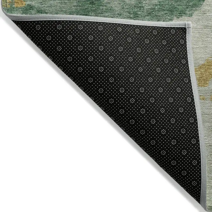 8' Emerald Sage And Ivory Round Abstract Washable Indoor Outdoor Area Rug Photo 8