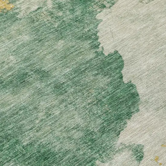 8' Emerald Sage And Ivory Round Abstract Washable Indoor Outdoor Area Rug Photo 9
