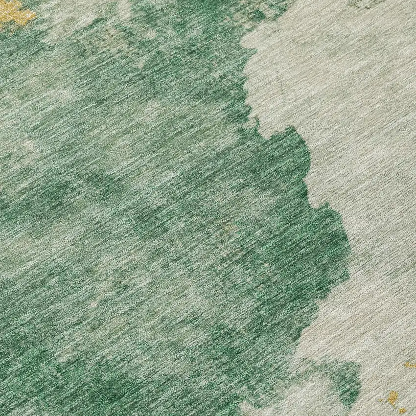 8' Emerald Sage And Ivory Round Abstract Washable Indoor Outdoor Area Rug Photo 9