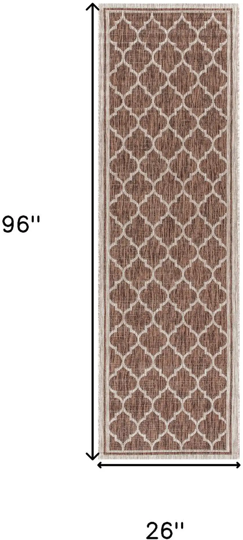 8' Espresso And Taupe Geometric Indoor Outdoor Runner Rug Photo 5