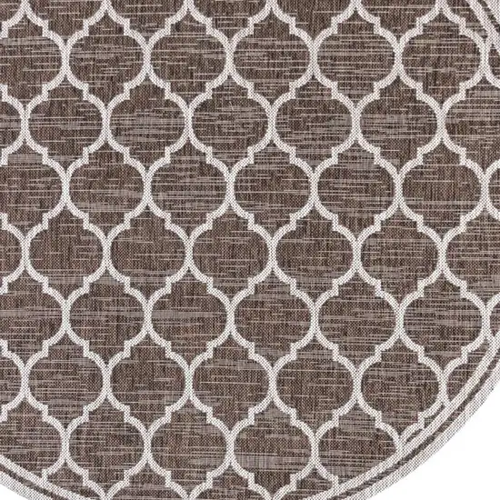 9' Espresso And Taupe Round Geometric Indoor Outdoor Area Rug Photo 2