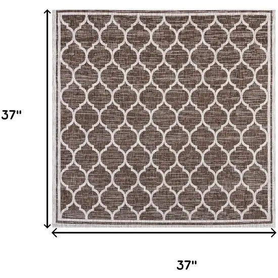 3' Espresso And Taupe Square Geometric Indoor Outdoor Area Rug Photo 7