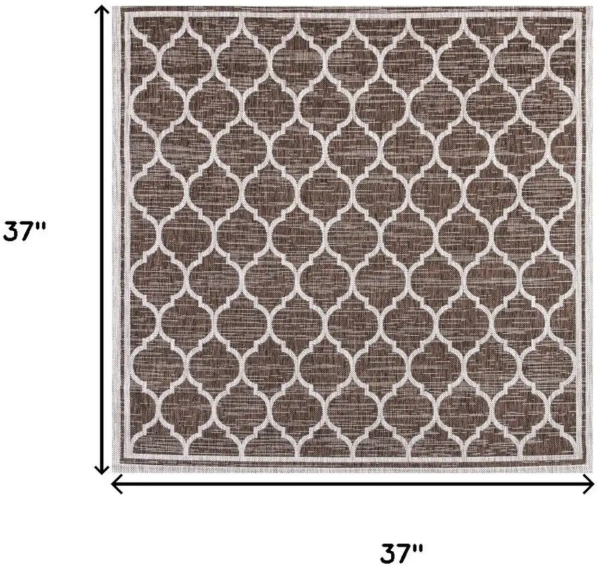 3' Espresso And Taupe Square Geometric Indoor Outdoor Area Rug Photo 7