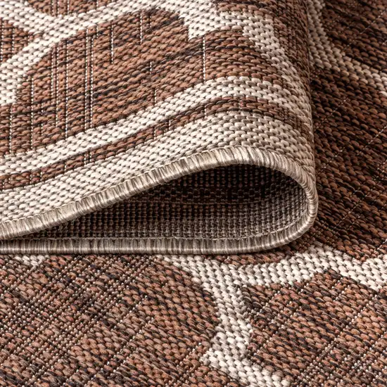 3' Espresso And Taupe Square Geometric Indoor Outdoor Area Rug Photo 6
