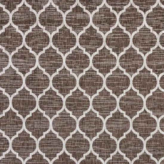 3' Espresso And Taupe Square Geometric Indoor Outdoor Area Rug Photo 2