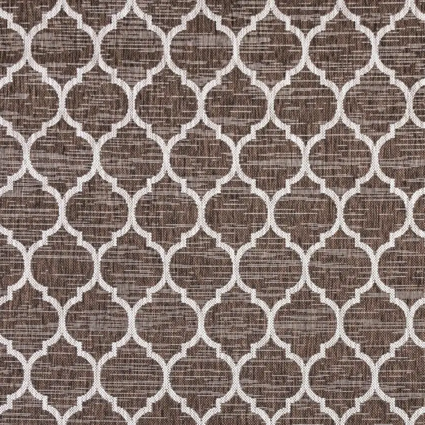 3' Espresso And Taupe Square Geometric Indoor Outdoor Area Rug Photo 2