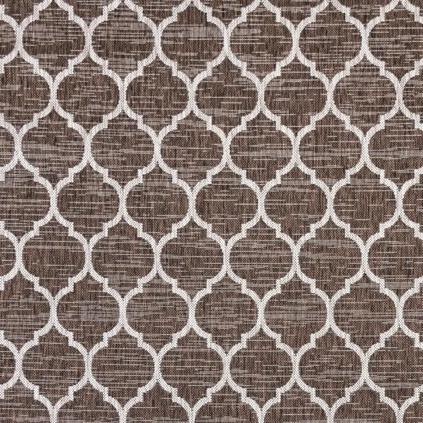 4' Espresso And Taupe Square Geometric Indoor Outdoor Area Rug Photo 2