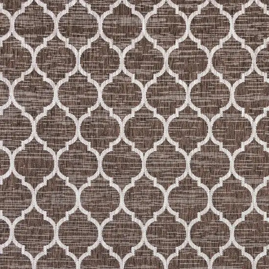 4' Espresso And Taupe Square Geometric Indoor Outdoor Area Rug Photo 2