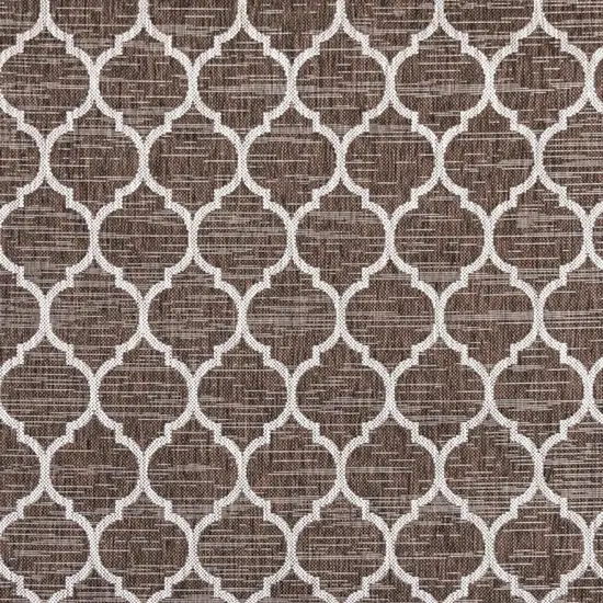 6' Espresso And Taupe Square Geometric Indoor Outdoor Area Rug Photo 2