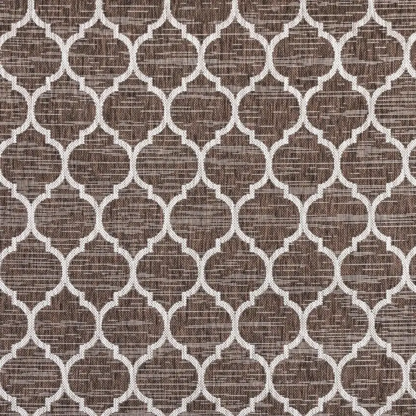 6' Espresso And Taupe Square Geometric Indoor Outdoor Area Rug Photo 2