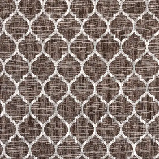 8' Espresso And Taupe Square Geometric Indoor Outdoor Area Rug Photo 2