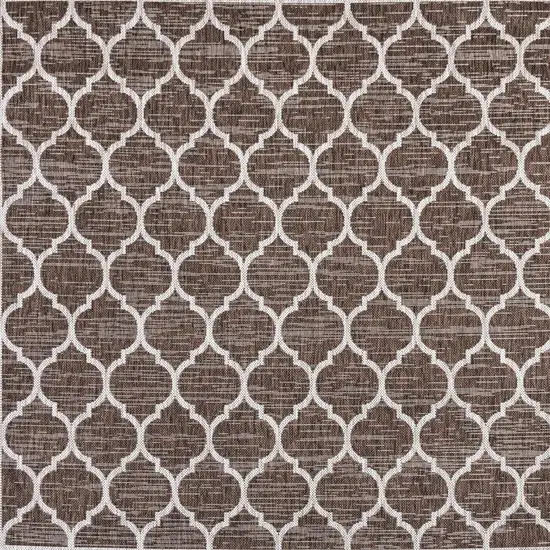 8' Espresso And Taupe Square Geometric Indoor Outdoor Area Rug Photo 3