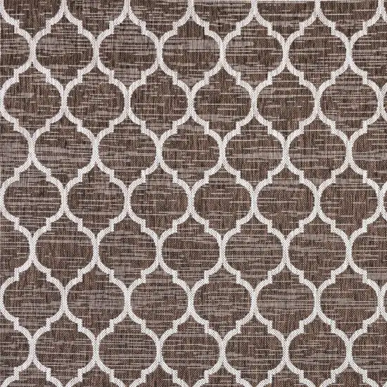 9' Espresso And Taupe Square Geometric Indoor Outdoor Area Rug Photo 2
