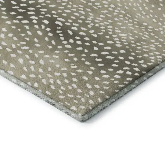 8' Fawn And White Round Animal Print Washable Indoor Outdoor Area Rug Photo 5