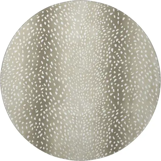 8' Fawn And White Round Animal Print Washable Indoor Outdoor Area Rug Photo 4