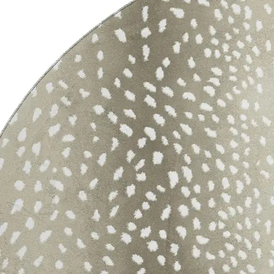 8' Fawn And White Round Animal Print Washable Indoor Outdoor Area Rug Photo 6