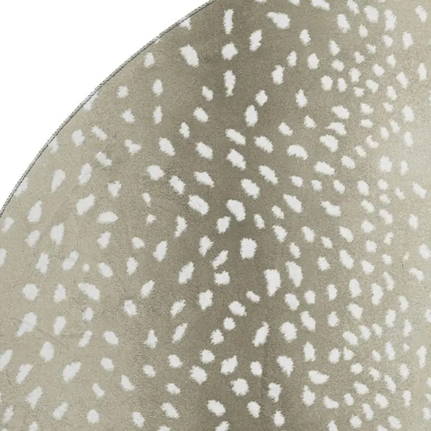 8' Fawn And White Round Animal Print Washable Indoor Outdoor Area Rug Photo 6