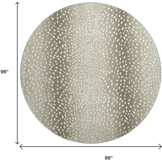 8' Fawn And White Round Animal Print Washable Indoor Outdoor Area Rug Photo 3