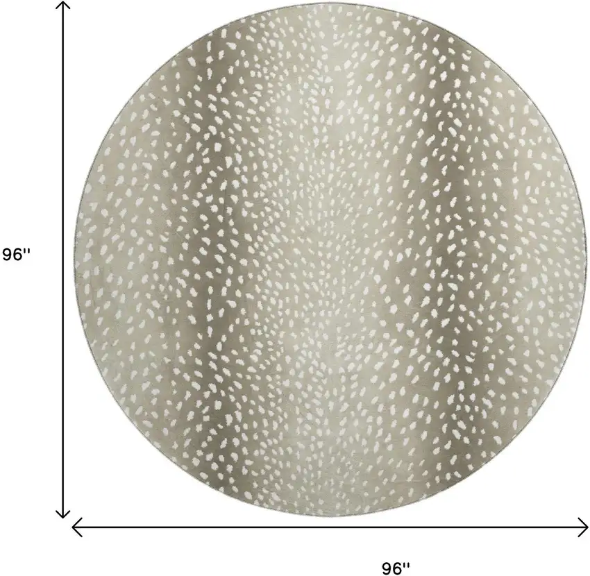 8' Fawn And White Round Animal Print Washable Indoor Outdoor Area Rug Photo 3