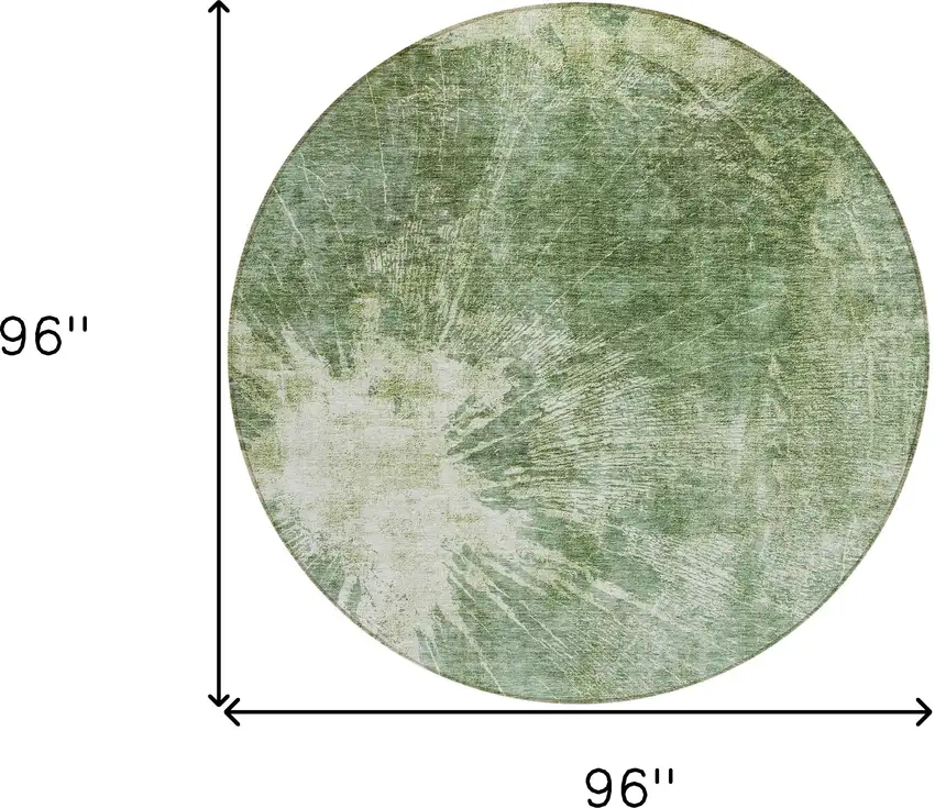 8' Fern Green And Artichoke Green Round Abstract Washable Indoor Outdoor Area Rug Photo 8